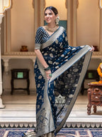 Silk Saree with Traditional Butti Design & Zari Border – Wedding & Festive Wear