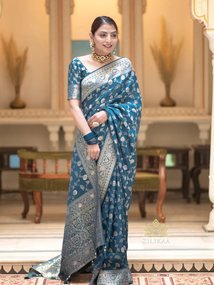 Women’s Premium Banarasi Silk Saree with Rich Zari Weaving | Traditional Wedding & Festive Wear Saree