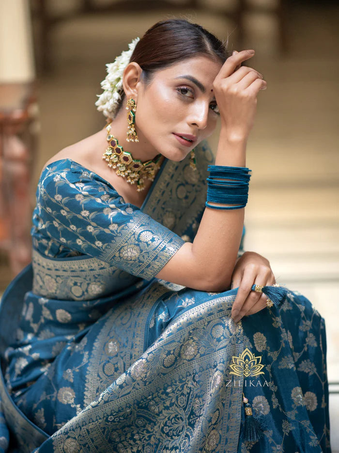 Women’s Premium Banarasi Silk Saree with Rich Zari Weaving | Traditional Wedding & Festive Wear Saree
