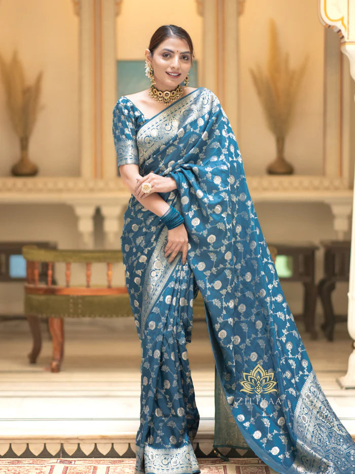 Women’s Premium Banarasi Silk Saree with Rich Zari Weaving | Traditional Wedding & Festive Wear Saree
