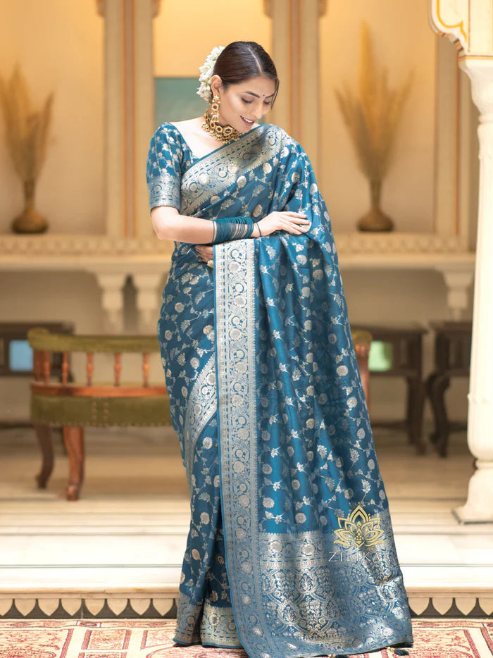 Women’s Premium Banarasi Silk Saree with Rich Zari Weaving | Traditional Wedding & Festive Wear Saree
