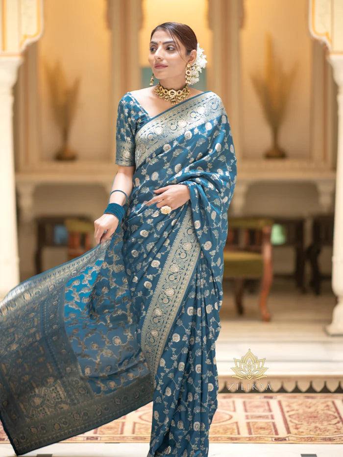 Women’s Premium Banarasi Silk Saree with Rich Zari Weaving | Traditional Wedding & Festive Wear Saree