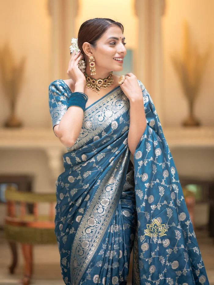 Women’s Premium Banarasi Silk Saree with Rich Zari Weaving | Traditional Wedding & Festive Wear Saree