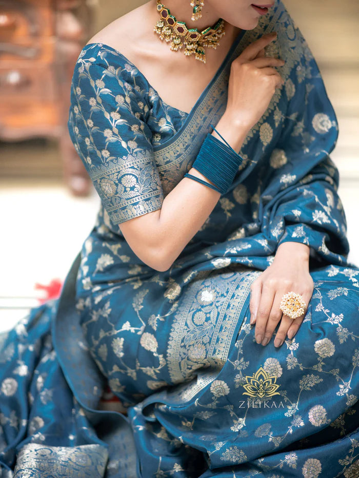 Women’s Premium Banarasi Silk Saree with Rich Zari Weaving | Traditional Wedding & Festive Wear Saree