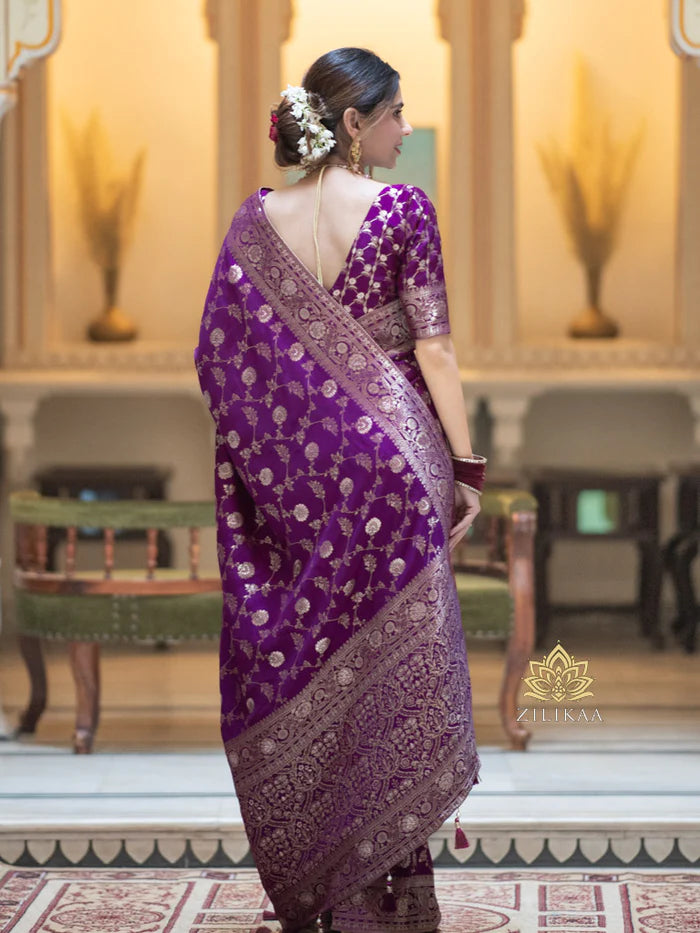 Women’s Premium Banarasi Silk Saree with Rich Zari Weaving | Traditional Wedding & Festive Wear Saree