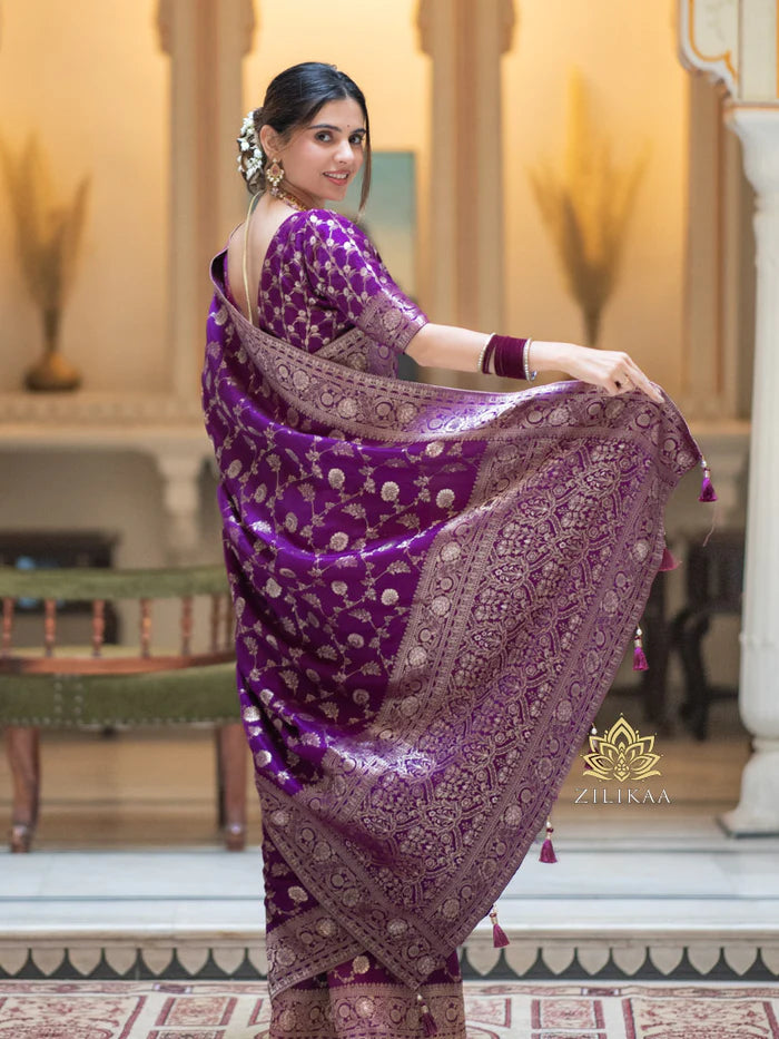 Women’s Premium Banarasi Silk Saree with Rich Zari Weaving | Traditional Wedding & Festive Wear Saree