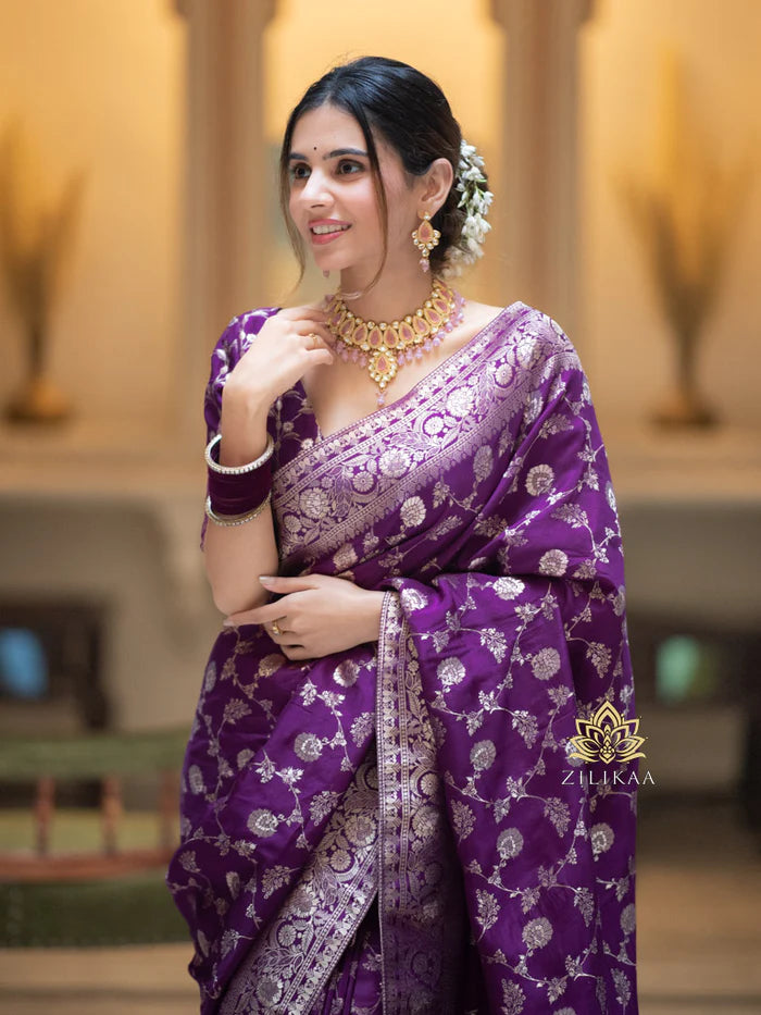 Women’s Premium Banarasi Silk Saree with Rich Zari Weaving | Traditional Wedding & Festive Wear Saree