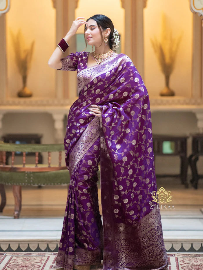 Women’s Premium Banarasi Silk Saree with Rich Zari Weaving | Traditional Wedding & Festive Wear Saree