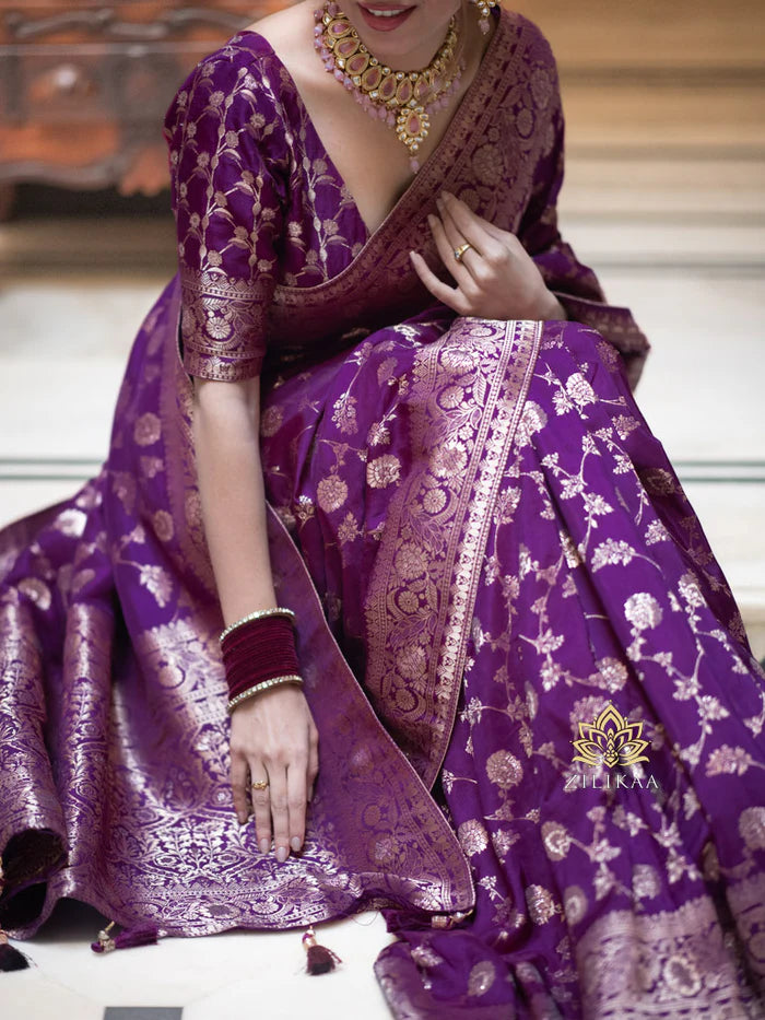 Women’s Premium Banarasi Silk Saree with Rich Zari Weaving | Traditional Wedding & Festive Wear Saree