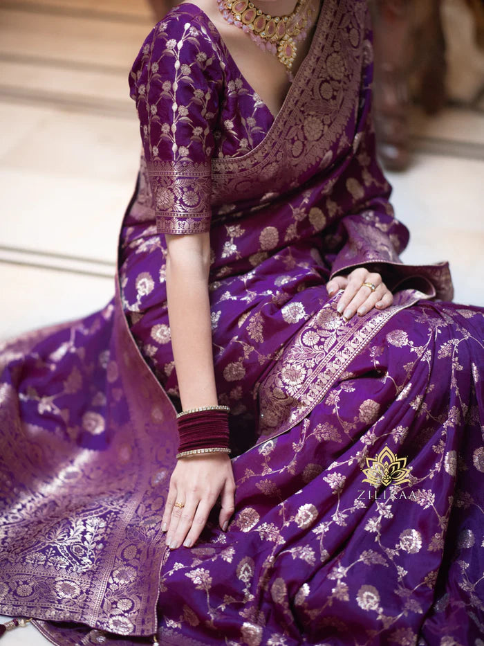 Women’s Premium Banarasi Silk Saree with Rich Zari Weaving | Traditional Wedding & Festive Wear Saree