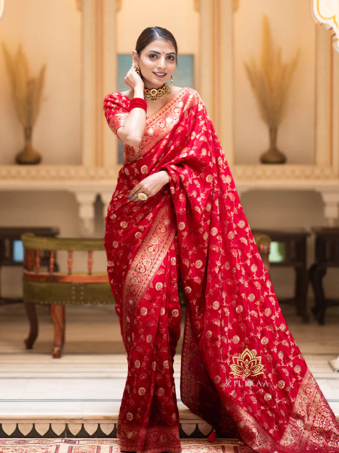 Women’s Premium Banarasi Silk Saree with Rich Zari Weaving | Traditional Wedding & Festive Wear Saree