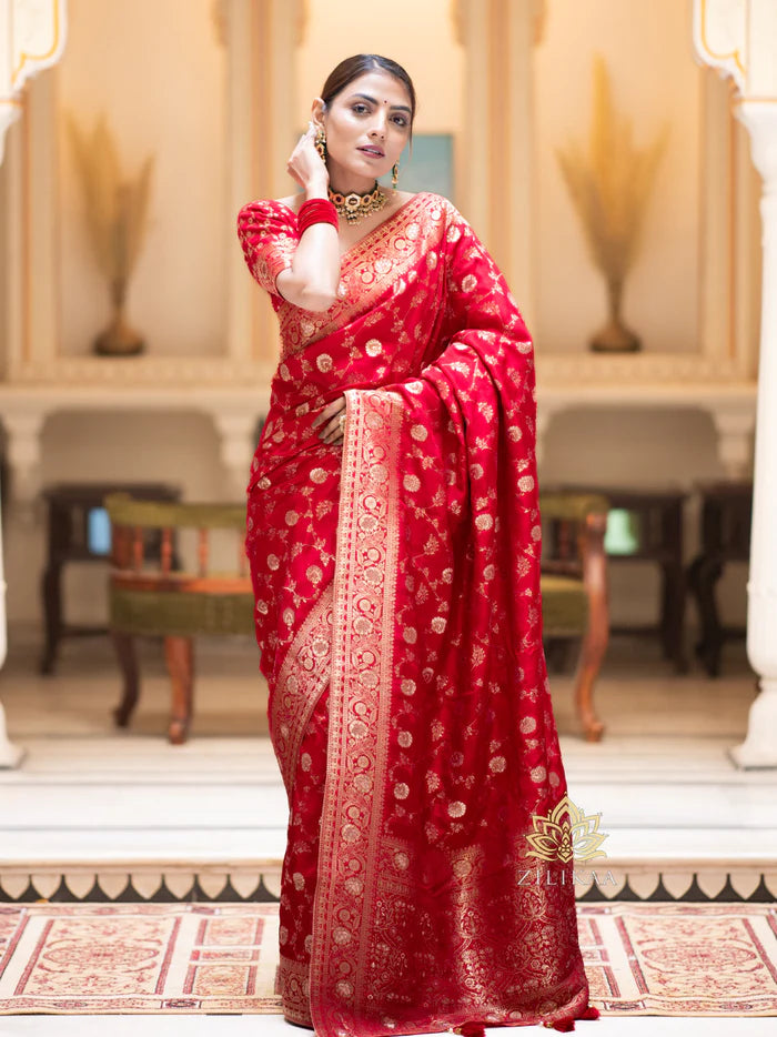 Women’s Premium Banarasi Silk Saree with Rich Zari Weaving | Traditional Wedding & Festive Wear Saree