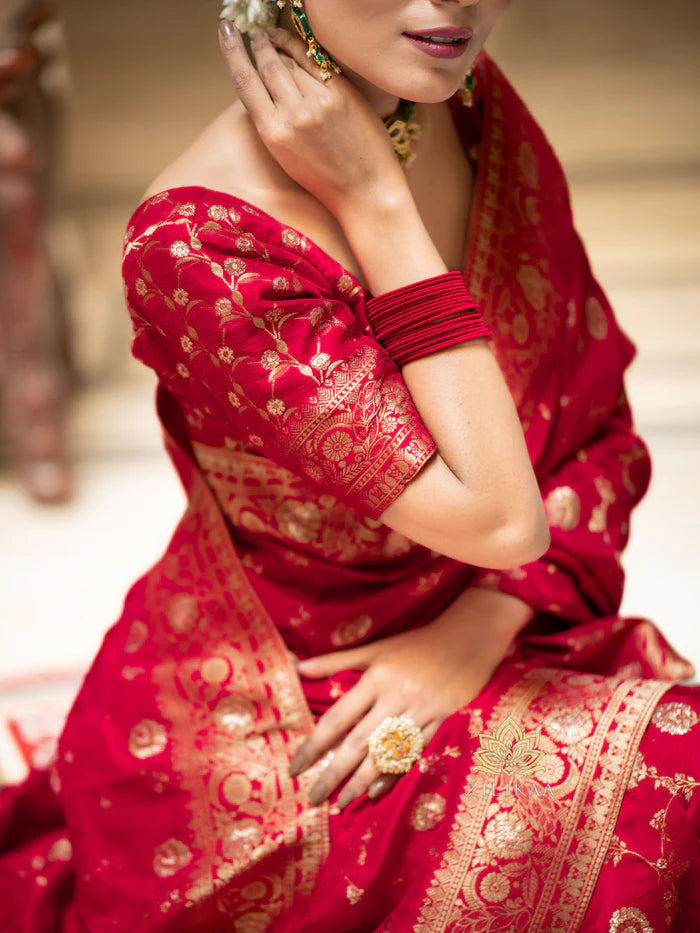 Women’s Premium Banarasi Silk Saree with Rich Zari Weaving | Traditional Wedding & Festive Wear Saree