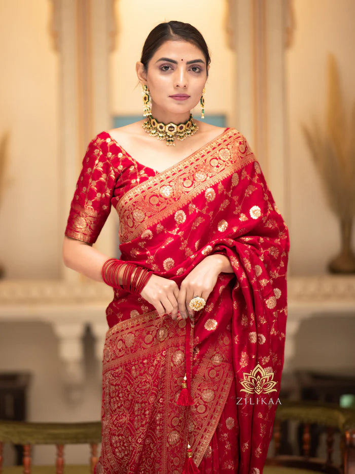 Women’s Premium Banarasi Silk Saree with Rich Zari Weaving | Traditional Wedding & Festive Wear Saree