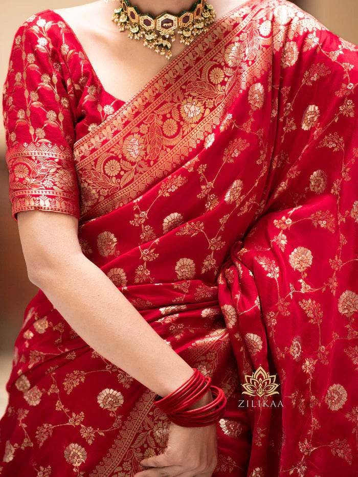 Women’s Premium Banarasi Silk Saree with Rich Zari Weaving | Traditional Wedding & Festive Wear Saree