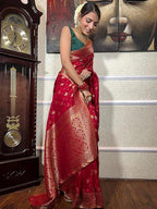 Woven Silk Saree with Traditional Zari Butti & Rich Border – Festive Wear