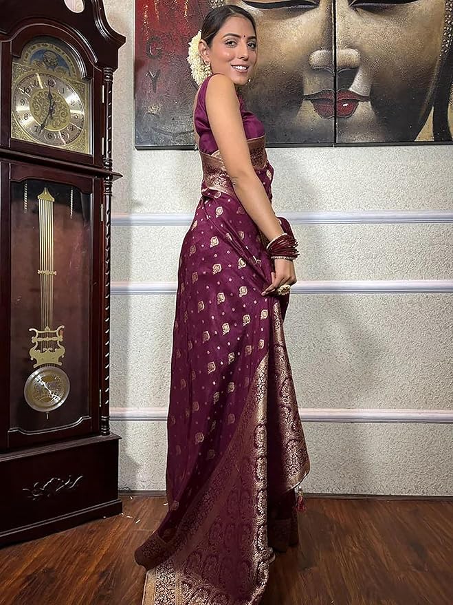 Woven Silk Saree with Traditional Zari Butti & Rich Border – Festive Wear