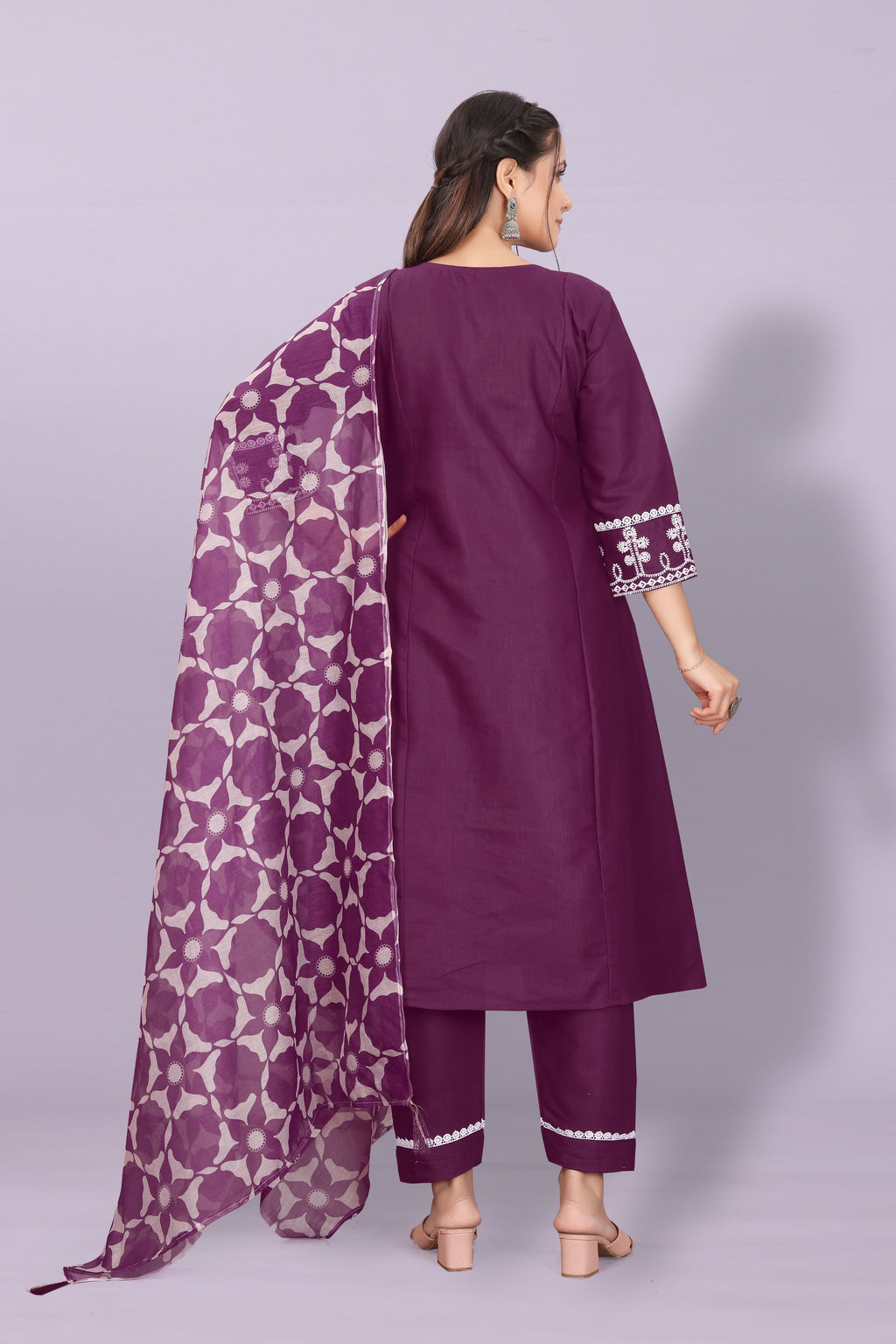 Women's Elegant Kurta Pant Set with Black Dupatta | Ethnic Party Wear Suit Set