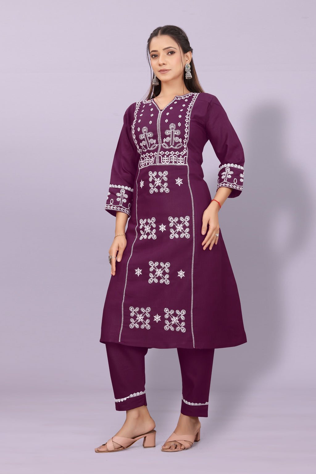 Women's Elegant Kurta Pant Set with Black Dupatta | Ethnic Party Wear Suit Set