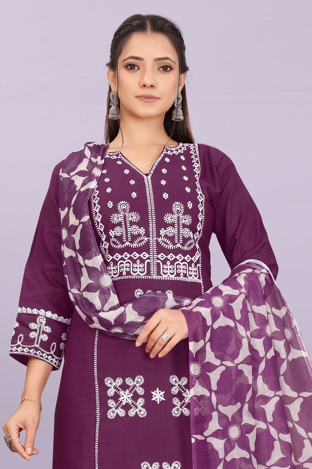 Women's Elegant Kurta Pant Set with Black Dupatta | Ethnic Party Wear Suit Set