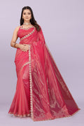 Women’s Premium Shimmer Saree with Designer Lace Border | Party Wear & Festive Saree