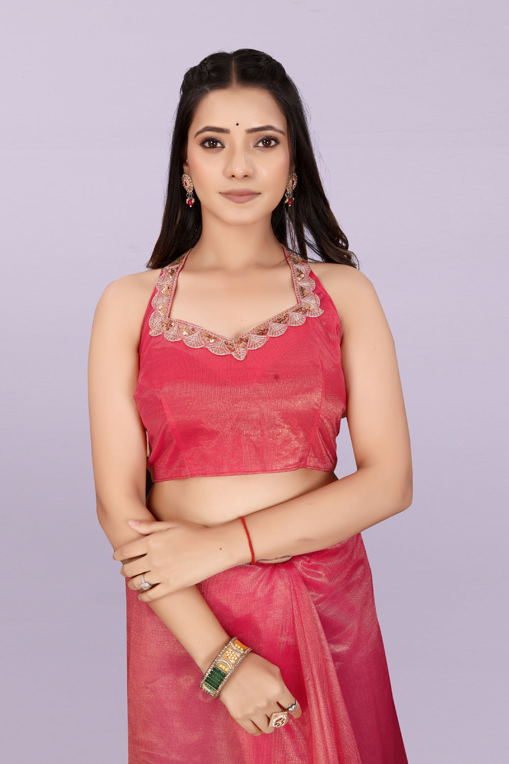 Women’s Premium Shimmer Saree with Designer Lace Border | Party Wear & Festive Saree