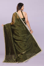 Women’s Premium Shimmer Saree with Designer Lace Border | Party Wear & Festive Saree