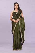 Women’s Premium Shimmer Saree with Designer Lace Border | Party Wear & Festive Saree