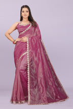 Women’s Premium Shimmer Saree with Designer Lace Border | Party Wear & Festive Saree