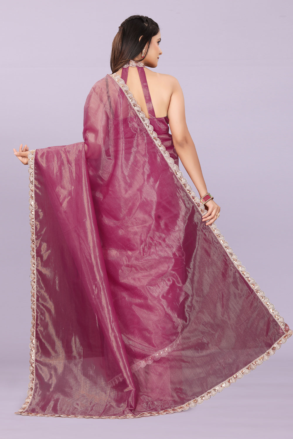 Women’s Premium Shimmer Saree with Designer Lace Border | Party Wear & Festive Saree