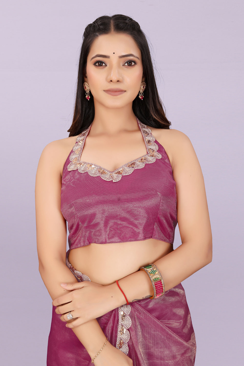 Women’s Premium Shimmer Saree with Designer Lace Border | Party Wear & Festive Saree