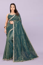 Women’s Premium Shimmer Saree with Designer Lace Border | Party Wear & Festive Saree