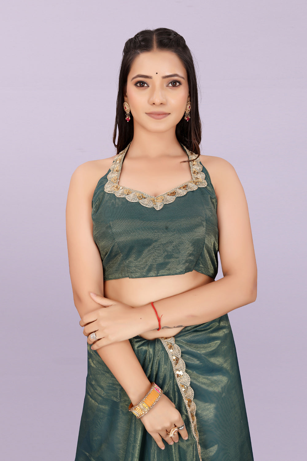 Women’s Premium Shimmer Saree with Designer Lace Border | Party Wear & Festive Saree