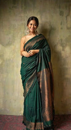 Women’s Soft Silk Saree with Rich Woven Border | Traditional Ethnic & Festive Wear Saree