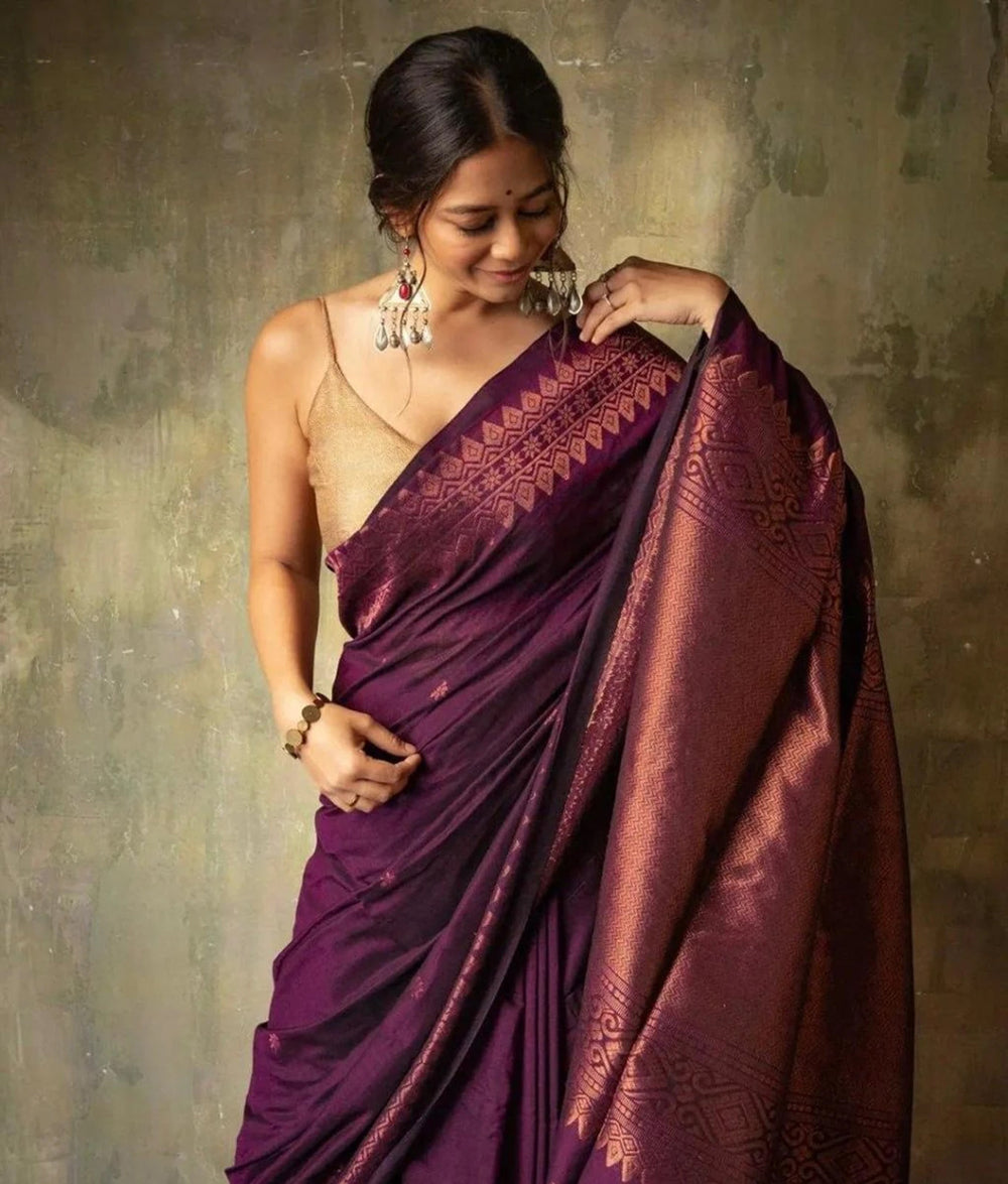 Women’s Soft Silk Saree with Rich Woven Border | Traditional Ethnic & Festive Wear Saree