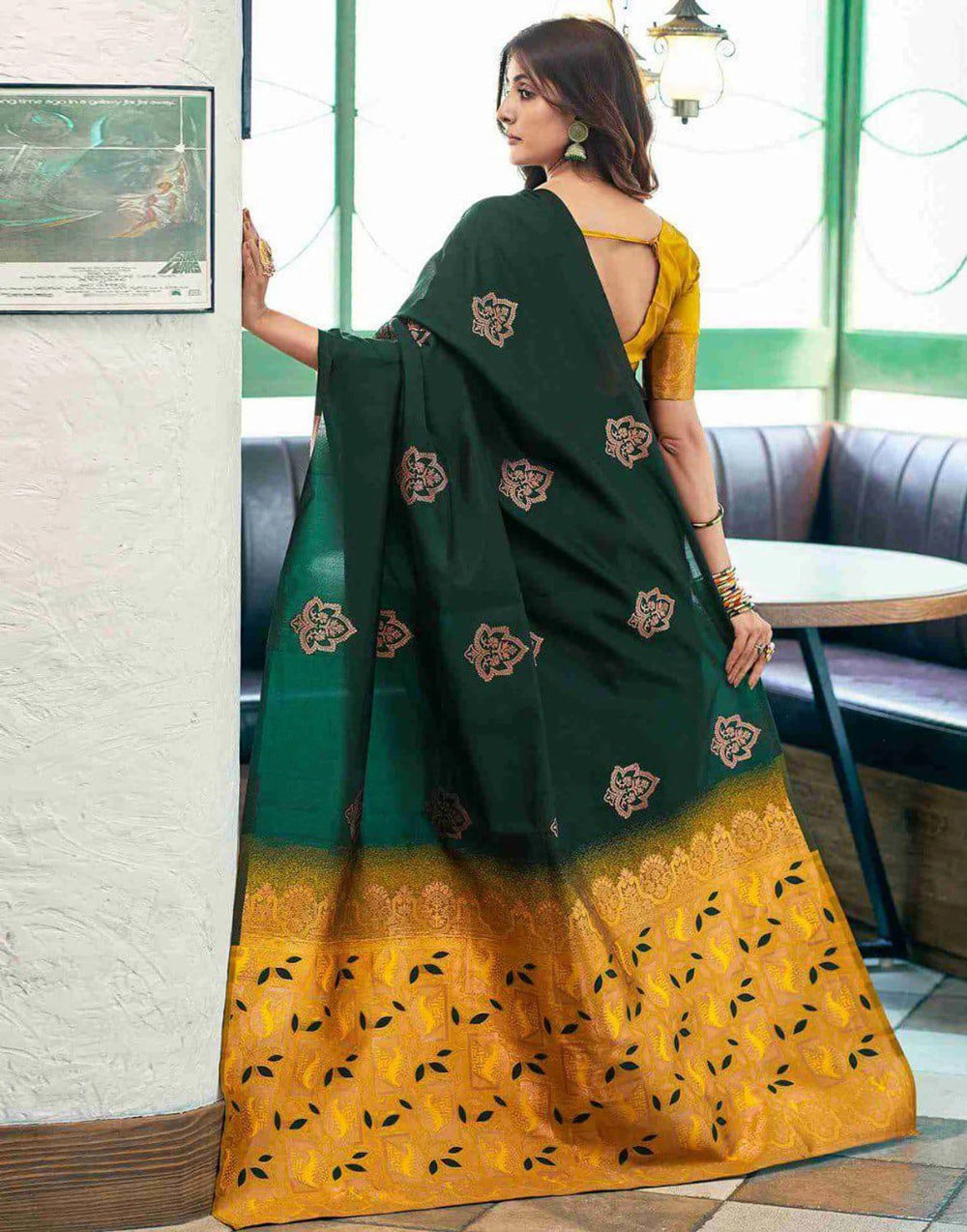 Women’s Banarasi Style Silk Saree with Rich Woven Border | Elegant Traditional Party Wear Saree