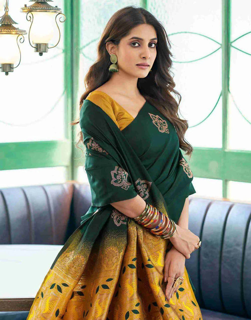 Women’s Banarasi Style Silk Saree with Rich Woven Border | Elegant Traditional Party Wear Saree