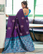 Women’s Banarasi Style Silk Saree with Rich Woven Border | Elegant Traditional Party Wear Saree