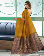 Women’s Banarasi Style Silk Saree with Rich Woven Border | Elegant Traditional Party Wear Saree
