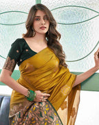 Women’s Banarasi Style Silk Saree with Rich Woven Border | Elegant Traditional Party Wear Saree