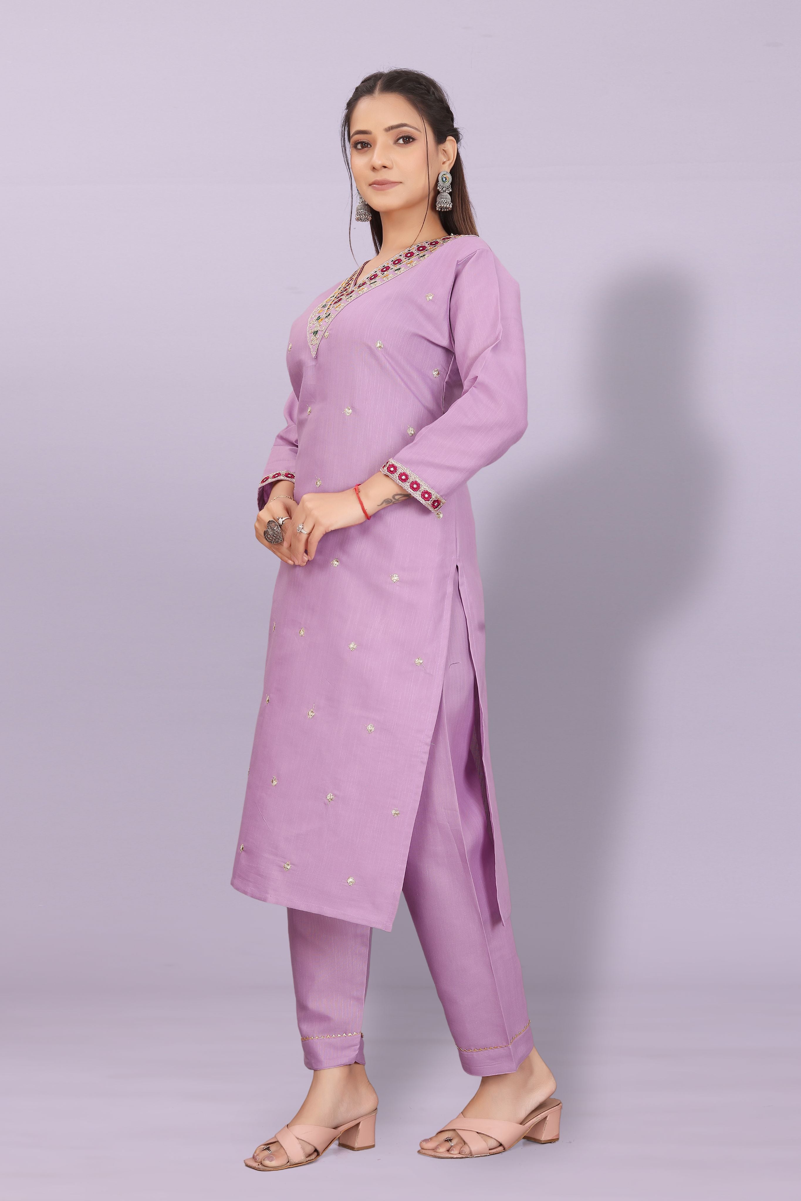 Girls Floral Embroidered Co-Ord Set with Palazzo Pants | Stylish Kids Party Wear