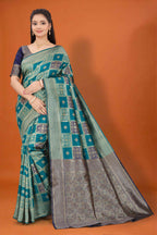 Banarasi Silk Saree for Women | Checkered Zari Design with Rich Pallu & Border