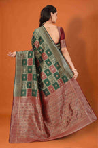 Banarasi Silk Saree for Women | Checkered Zari Design with Rich Pallu & Border