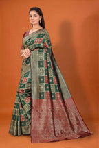 Banarasi Silk Saree for Women | Checkered Zari Design with Rich Pallu & Border