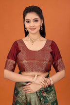 Banarasi Silk Saree for Women | Checkered Zari Design with Rich Pallu & Border
