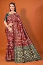 Designer Banarasi Silk Saree for Women | Traditional Motif Saree with Zari Work