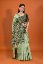 Designer Banarasi Silk Saree for Women | Traditional Motif Saree with Zari Work