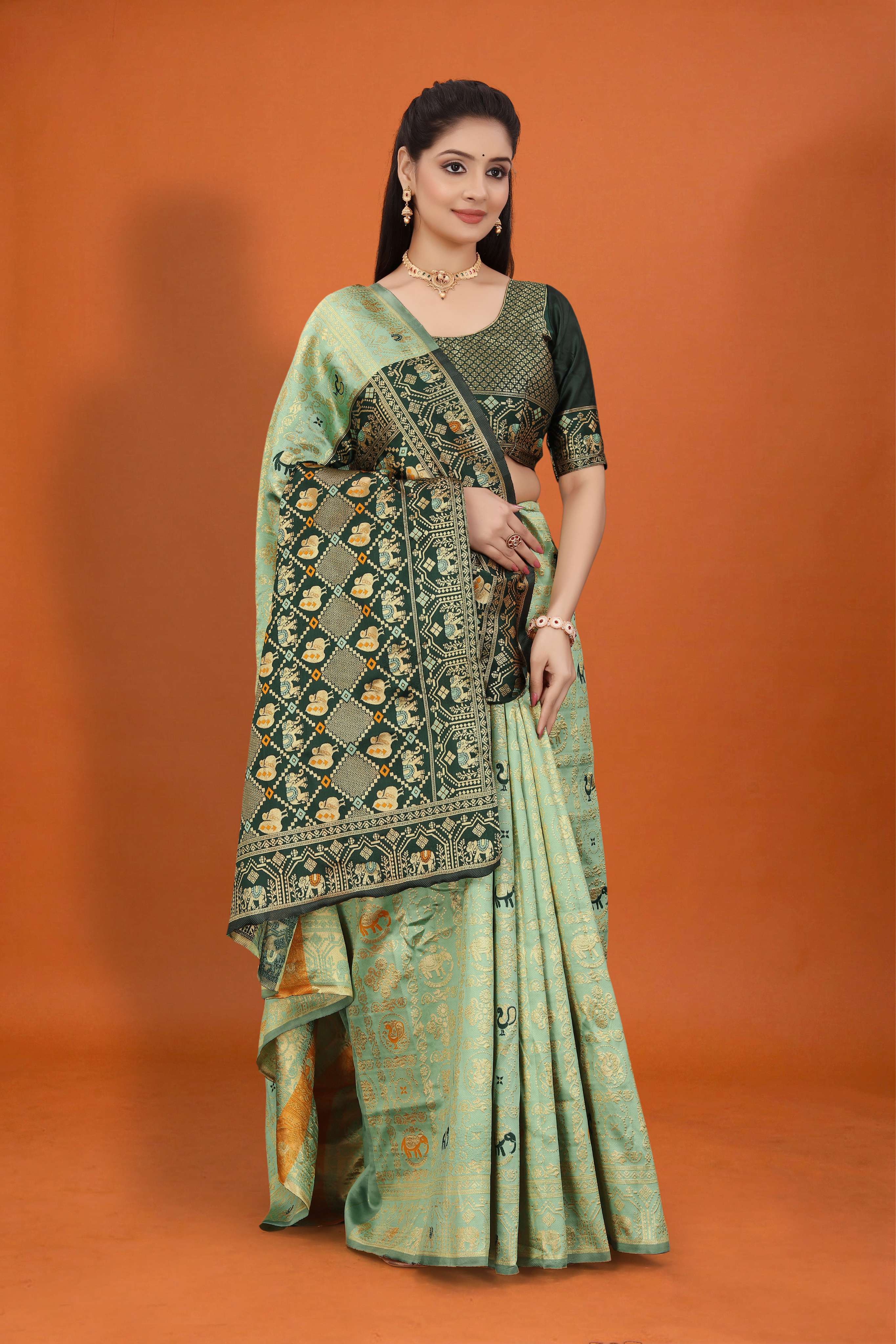 Designer Banarasi Silk Saree for Women | Traditional Motif Saree with Zari Work