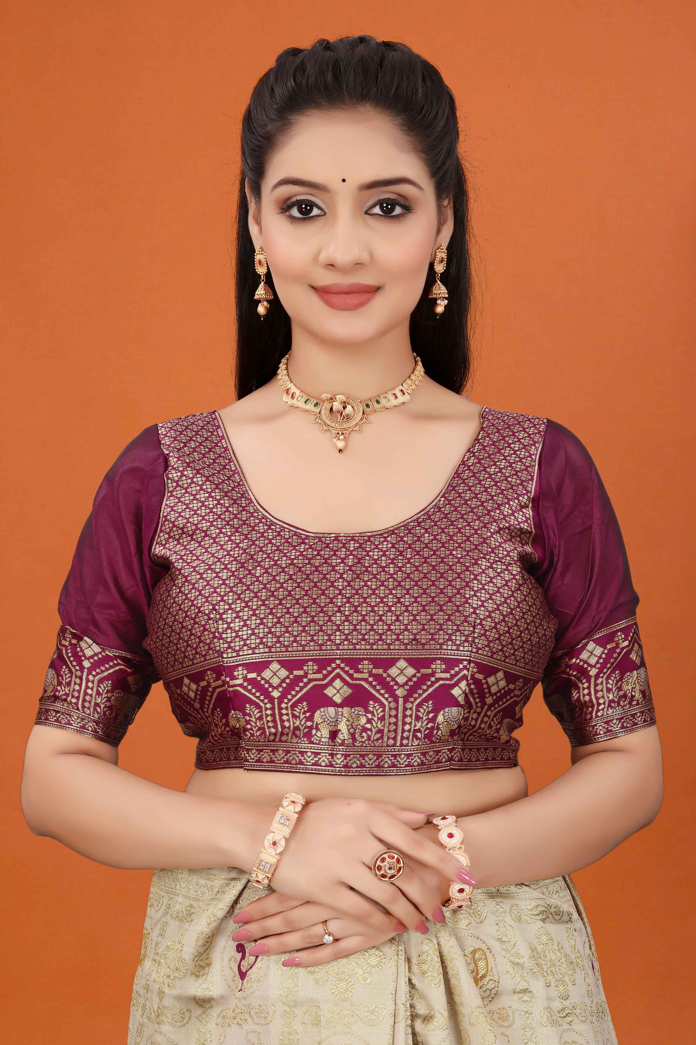 Designer Banarasi Silk Saree for Women | Traditional Motif Saree with Zari Work