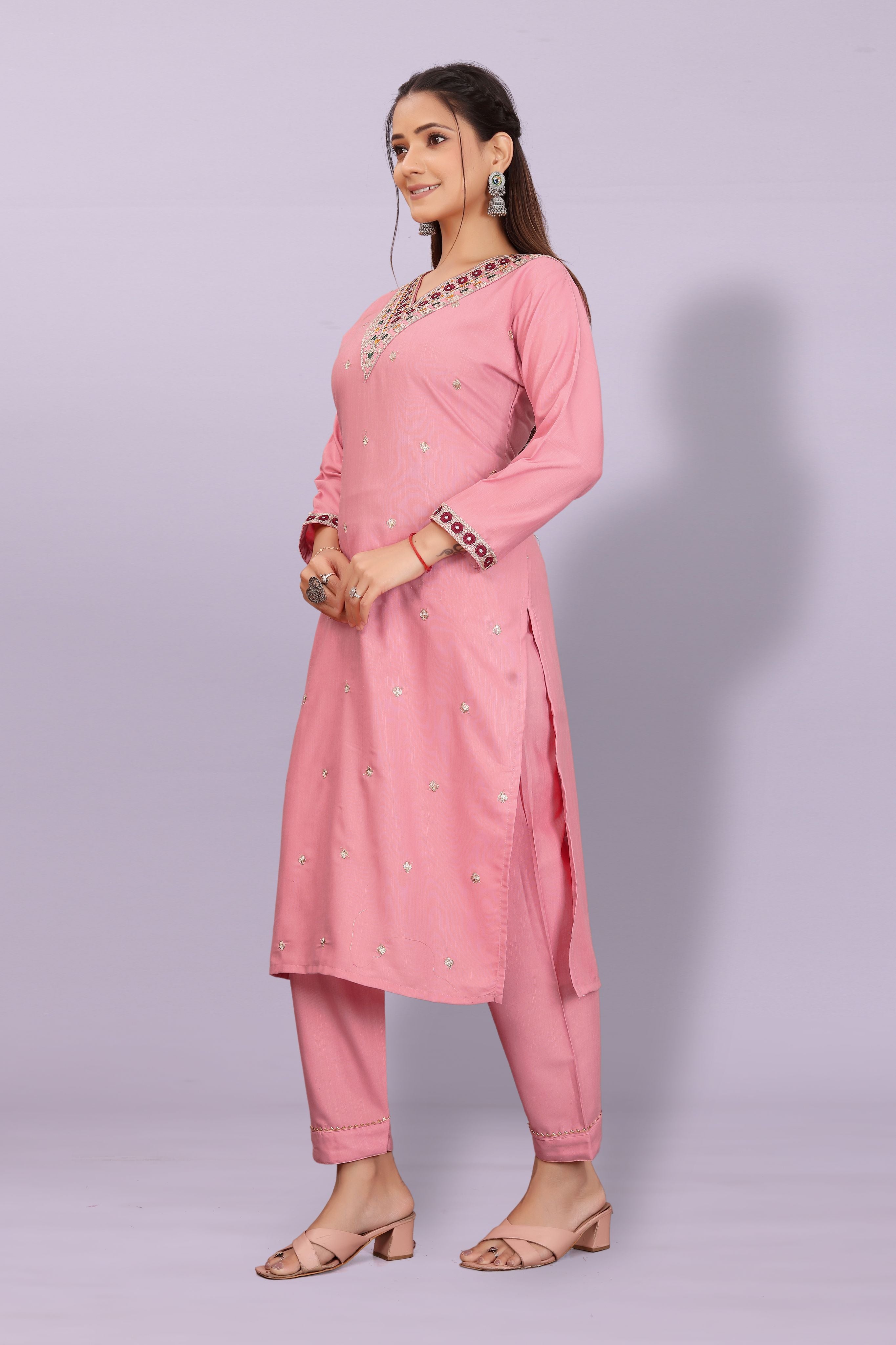 Girls Floral Embroidered Co-Ord Set with Palazzo Pants | Stylish Kids Party Wear